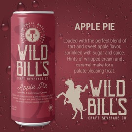 Wild Bill's Apple Pie Soda Classic Craft Soda Pop Soft Drinks, Sodas Made with Pure Cane Sugar, Caffeine Free, NO High Fructose Corn Syrup, Gluten Free, Vegan, Low Sodium, 12 Oz 12 Pack