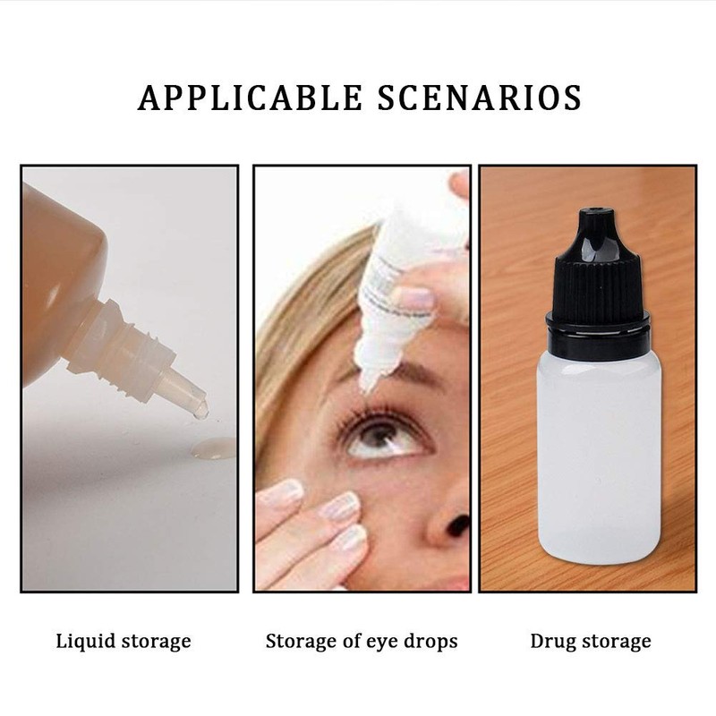 kuou 100 Pcs Squeezable Dropper Bottles, Translucent Plastic Eye Liquid