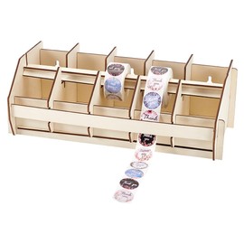 PH PandaHall Label Roll Holder Adjustable Sticker Roll Organizer Wooden Label Stand Dispenser Label Holder Accessories for Shipping Supplies Desktop Industrial Printer Home Office Organizer