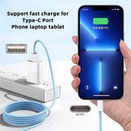 xiwai USB Extension USB-C Type C Male to Type-A Male 15W 5V3A Power 480Mbps Data Cable Blue Sleeve for Phone & Tablet 100cm
