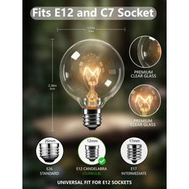 YIHKQDL 50 Pack G40 Replacement Bulbs for Outdoor String Lights, 5W Clear Incandescent Globe Bulbs with E12 Base, Dimmable Patio & Backyard Decor