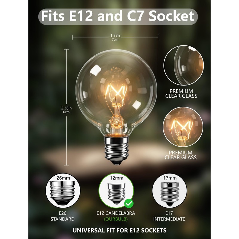 YIHKQDL 50 Pack G40 Replacement Bulbs for Outdoor String Lights,