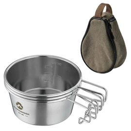 Camping Moon S-360-3P+B Camping Cup, Stainless Steel, Shell Cup, Deep, 12.2 fl oz (360 ml), Set of 3