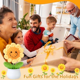 Vbepos Crochet Flowers Sunflower Artificial Knitted Flowers for Decorations, Inspirational Birthday Gifts for Women Mom Sister Teacher Coworkers, Christmas, Home Decor