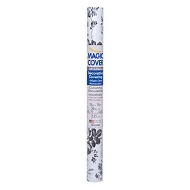 Magic Cover Self-Adhesive Vinyl Shelf and Drawer Liner, 18" x 16', Toile Black (16F-18451-06)