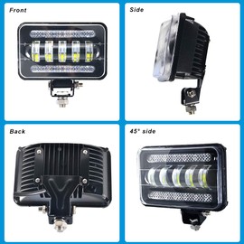 Voltage Automotive LED 4x6 Inch Dual High Low Beam Driving Fog Light 6000K For Off-Road Truck Semi Trailer Tractor (2 Pack)