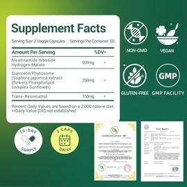 Suplemento NAD+ con resveratrol 900 mg Complejo de dinucleótidos de nicotinamida adenina para reparación de energía celular, apoyo antienvejecimiento 