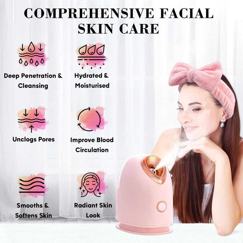Pjordo Facial Steamer Spa Kit with 17 Skin Care Tools,