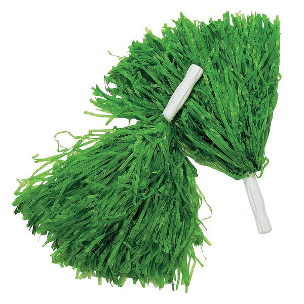 Fun Express Green Pom Poms, Set of 12 - Toys, Party and School Spirit Supplies