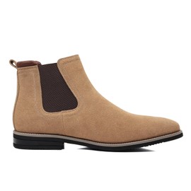 kkdom Men Chelsea Boots Leather Ankle Dress Boots Brown Size 10