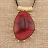 GelConnie Retro Red Teardrop Pendant Necklace Luxurious Design, Handmade Long