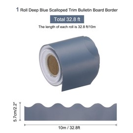 QUARKZMAN Pinboard Border 32.8 Feet Wavy Border Decorative Rolled Classroom Borders for Decorating Pin Board at Home, Classroom and Office, Deep Blue