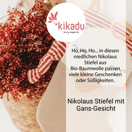 kikadu Goose Santa Boots - Made from 100% GOTS Certified Organic Cotton, with Embroidered Goose Face, for Filling with Small Items