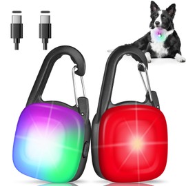 2 Pack 4 Lighting Modes Dog Light, Dog Collar Light for Night Walking, IP68 Waterproof Light for Dog Collar, High-Capacity Type-C Rechargeable Dog Safety Light for All Types of Dog