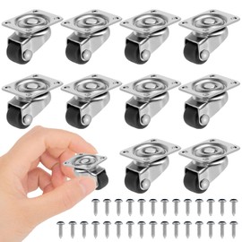 Pack of 10 Small Furniture Castors, Swivel Castors, 12 mm 360 Degree Swivel Castors Set, Heavy Duty Castors Set, Furniture Castors, Quiet Swivel Castors, Transport Castors with Screws for Mini