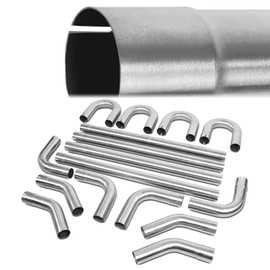 16 Pcs 2.0 In. OD DIY Custom Exhaust Kit Mandrel Bend Tubing 16 Gauge Straight Pipe 45 90 180 Degree U-Bend Pipes Stainless Steel Slip-Fit Design Tube Universal Fit