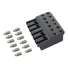 OVSAL Brass Guitar String Locking Nut Fanned-fret Guitar Bridge String Locks for Headless 6 String Electric Guitar Replacement Parts （Matte Black)