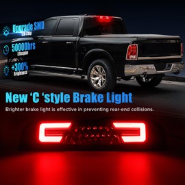 LUDARM LED 3rd Brake Light Compatible with Ram 1500 2500 3500 4500 5500 2009-2018 for RAM 1500 Classic 2019-2021 for RAM 1500 Laramie 2019 Third Brake Cargo Light (Smoke:1)