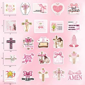 60PCS Pink Watercolor Bible Stickers - Delicate Christian Journaling Decals, Waterproof Faith Stickers for Women's Laptops, Water Bottles & Prayer Journals (Floral Scripture Gifts)