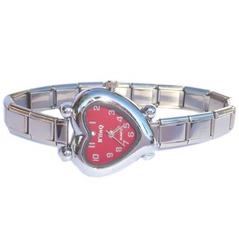 NewCharms Red Curvy Heart Italian Charm Watch