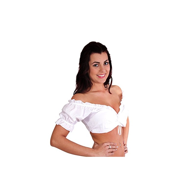 Trachtl.de Ertex GbR Dirndl Blouse in White with Drawstring Carmen