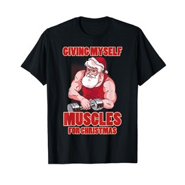 Muscle Xmas weightlifting Santa Claus costume snow Christmas T-Shirt