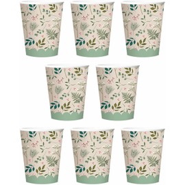 Quickdraw 16 x Christmas Paper Cups Traditional Holly Design Recyclable Disposable Tableware Party Supplies