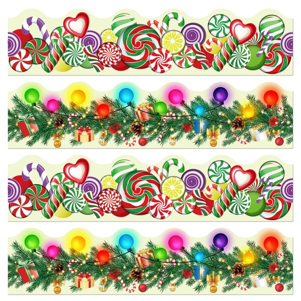 60 Pieces 59 Feet Christmas Bulletin Board Borders Candy Lights