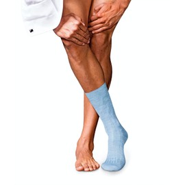 FALKE Men's No. 2 M So Cashmere Plain 1 Pair Socks, Blue Bleue Melange 6266, 5.5-6.5