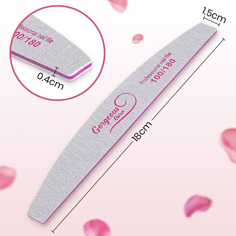 12PCS Professional Nail Files Double Sided Emery Board 100/180 Grit