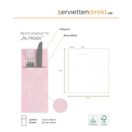 Mank Cutlery Napkins Made of Softpoint | Pub Cutlery Pockets | 40 cm x 33 cm 1/8 Fold | with Cutlery Slot for Catering and Celebrations | Pack of 50 (Dusky Pink)