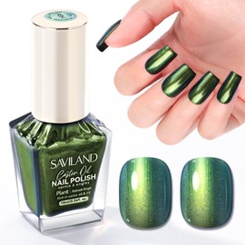 SAVILAND Color Artistry Green Chameleon Nail Polish - 7 Days Shimmer Holographic Glitter Fingernail Polish Air Fast Dry, Green to Gold Color Shift Multichrome Metallic Nail Lacquer Nail Art Salon Home