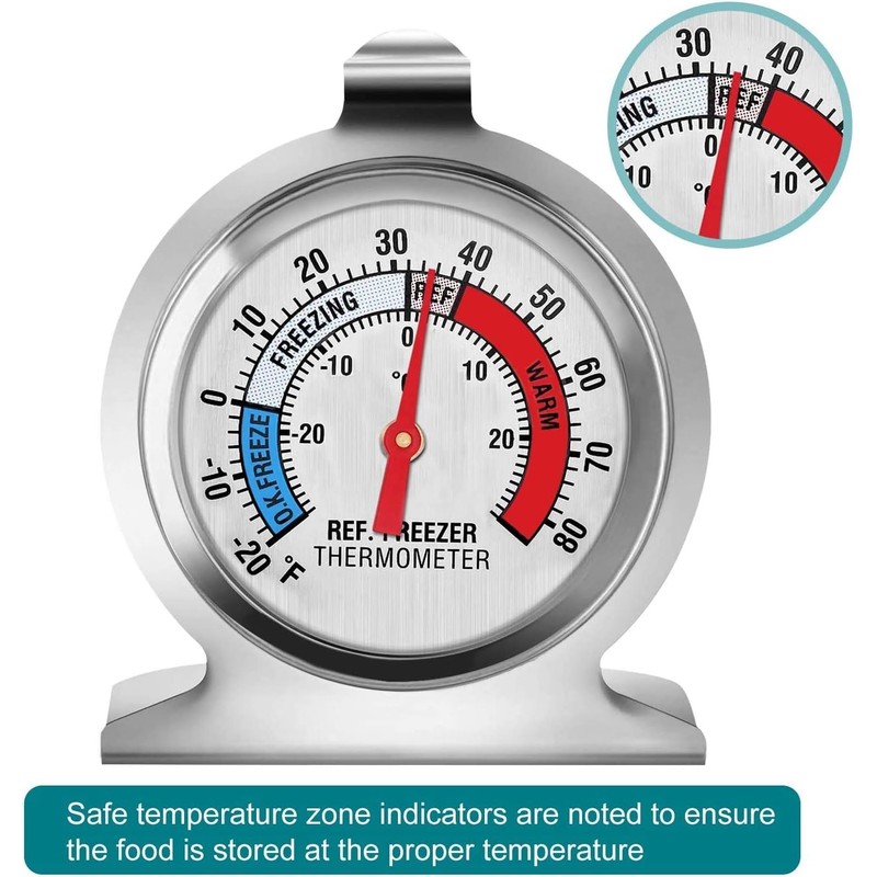 Termómetro de Refrigerador, Termómetro de Temperatura de Acero Inoxidable para