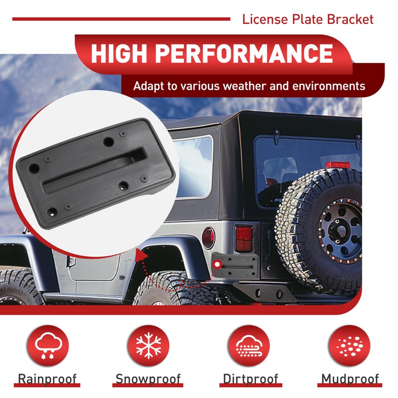JMTAAT Rear License Plate Holder Bracket Compatible with 1997-2006 Jeep