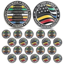 WinnerWhy 20 Pcs No One Fights Alone Challenge Coin First Responder Hero Flag Commemorative Coin Thin All Line Honor Gift for EMS Firefighter Police Military Corrections Nurse Dispatch