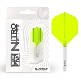 RED DRAGON Darts - Nitro Flite Integrated Flights & Shafts System - No.2 Shape and Design - White and Yellow Colour, Medium Length