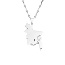 Hafrita Map Of Bangladesh Pendant Necklaces Gold Stainless Steel Maps Chains Necklace