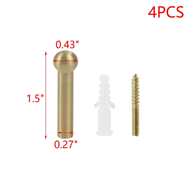 MY MIRONEY 4Pcs Solid Brass Gold Hooks Wall Mounted Coat