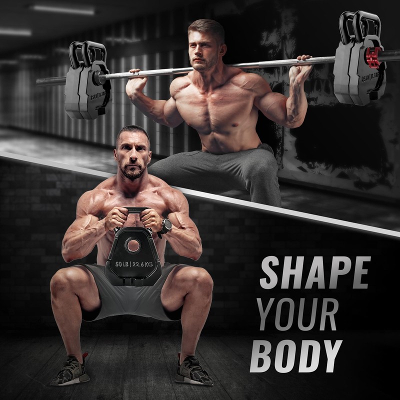 Yes4All 50lbs - Single Olympic Weight Plate & Kettlebell Combination,Upgraded