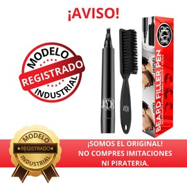 JYE Pincel para rellenar huecos de barba y Bigote, Impermeable, Cubre canas. Incluye Cepillo de madera doble cara para peinado y control de Barba