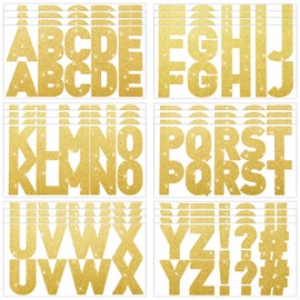 Harloon 232 Pcs 24 Sheets Large Glitter Letter Stickers Big Font Alphabet Letter Stickers Self Adhesive Letters Kit Mailbox Stickers for Mailbox Bulletin Boards Classroom Home Decor (Gold,2.5 Inch)