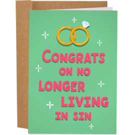 Sleazy Greetings Funny Wedding Card | Funny Congratulations Card | Rude Wedding Cards For Bride And Groom | Bridal Shower Cards | No Longer Living In Sin Card