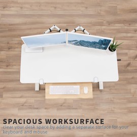 VIVO Large Clamp-on Computer Keyboard and Mouse Under Desk Mount Slider Tray, 27 (33 Including Clamps) x 11 inch Pull Out Platform Drawer, Light Wood Tray, White Frame, MOUNT-KB05A