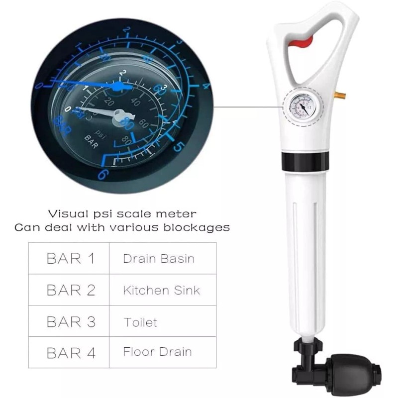 Golden House New Innovation Manual Drain Cleaner, Toilet Plunger,Air Drain