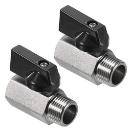 PATIKIL 3/8 NPT Brass Mini Ball Valve, 2 Pack NPT Female to Male Shut-Off Valve for Pipe Coupler Connector, Black