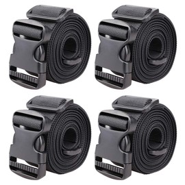 MAGARROW 1.5" Utility Straps with Buckle Adjustable, 4-Pack (Black, 9.5 feet Long)