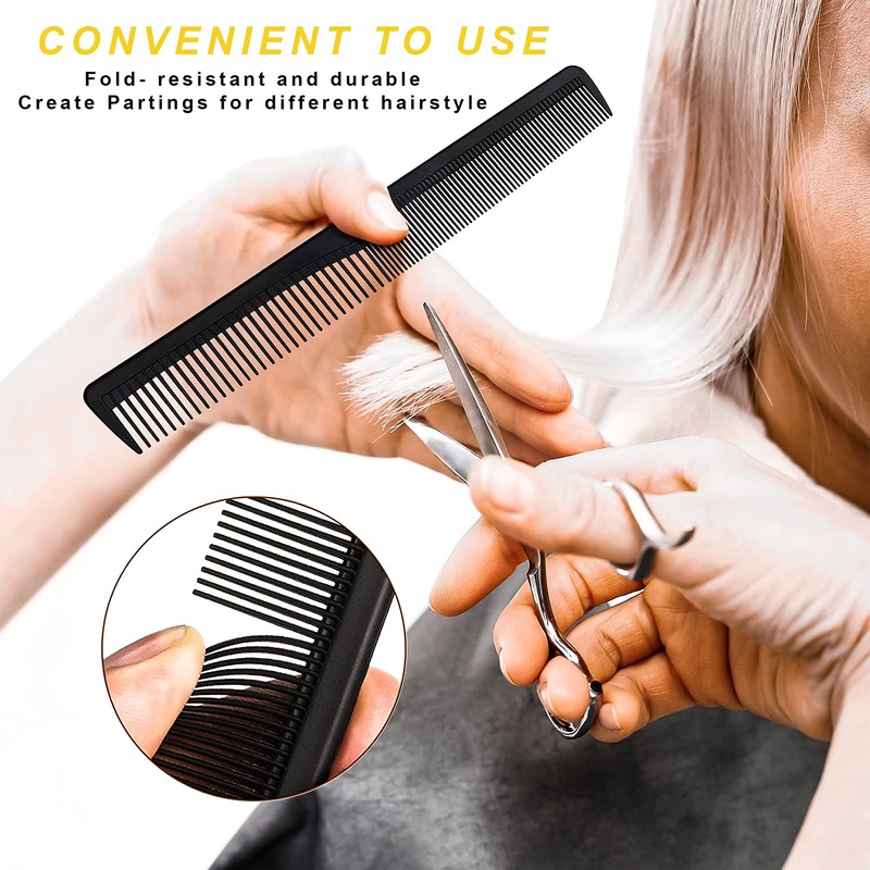 3 Pcs Black Carbon Fiber Comb Set Anti-Static Fine Comb