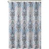 Calais Dobby Fabric Shower Curtain: iKat Floral Design (Blue-Brown-White) by Victoria Classics