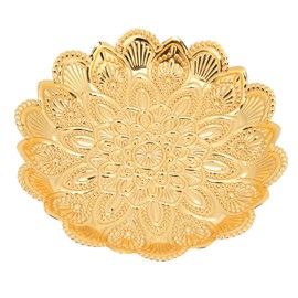Plato de fruta dorado de metal 14 x 3 cm Pequeño redondo Candy Nut Snack Bowl Bandeja de exhibición de joyería cosmética para decoraciones de mesa de almacenamiento de escritorio de boda