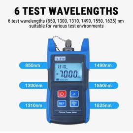 Fibre Optic Power Meter, Optical Power Meter, Fibre Optic Cable Tester, -70 + 10 dbm, Optical Power Meter, Fibre Optical Cable Tester, Working Wavelength 850-1625 nm
